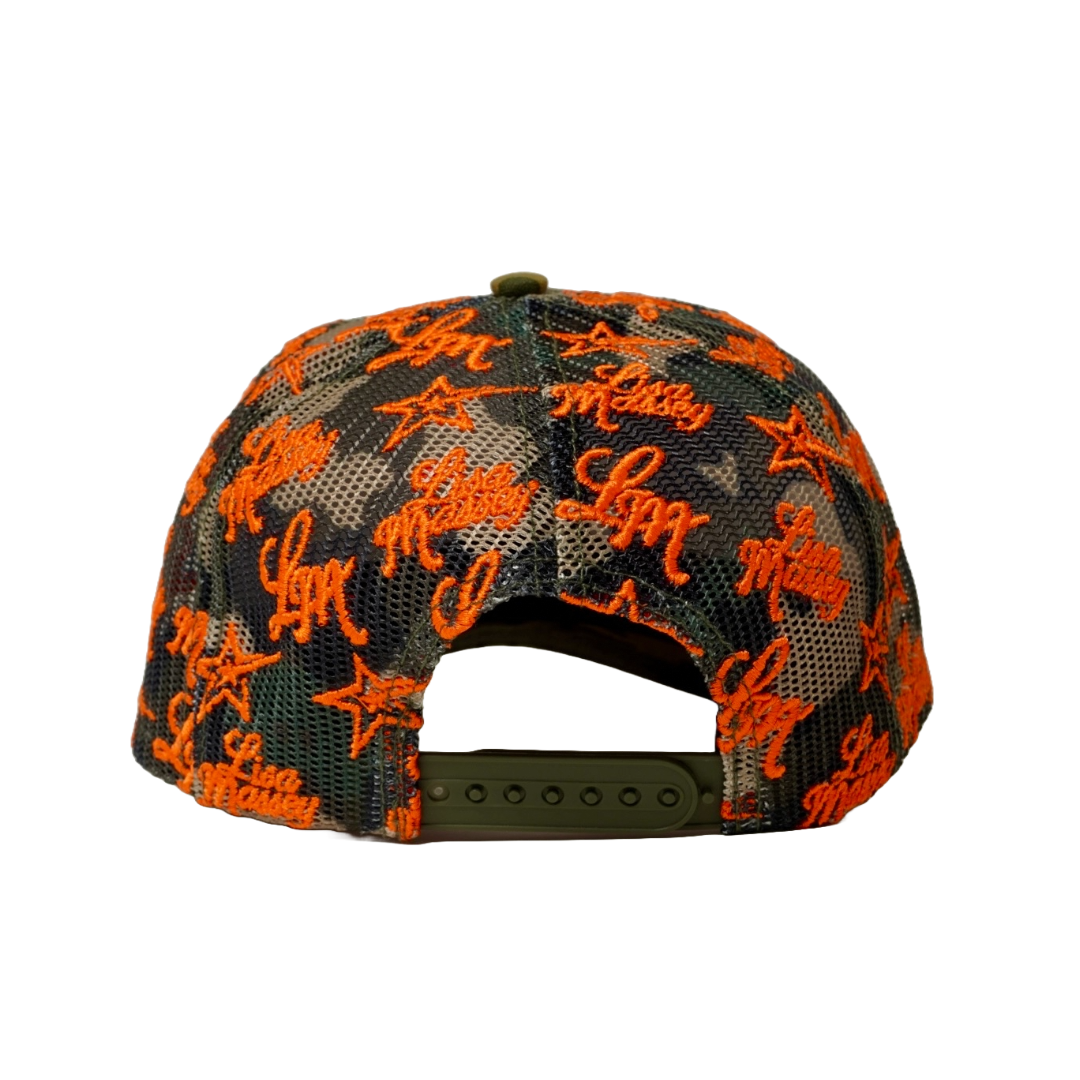 Orange on Camo Trucker Hat