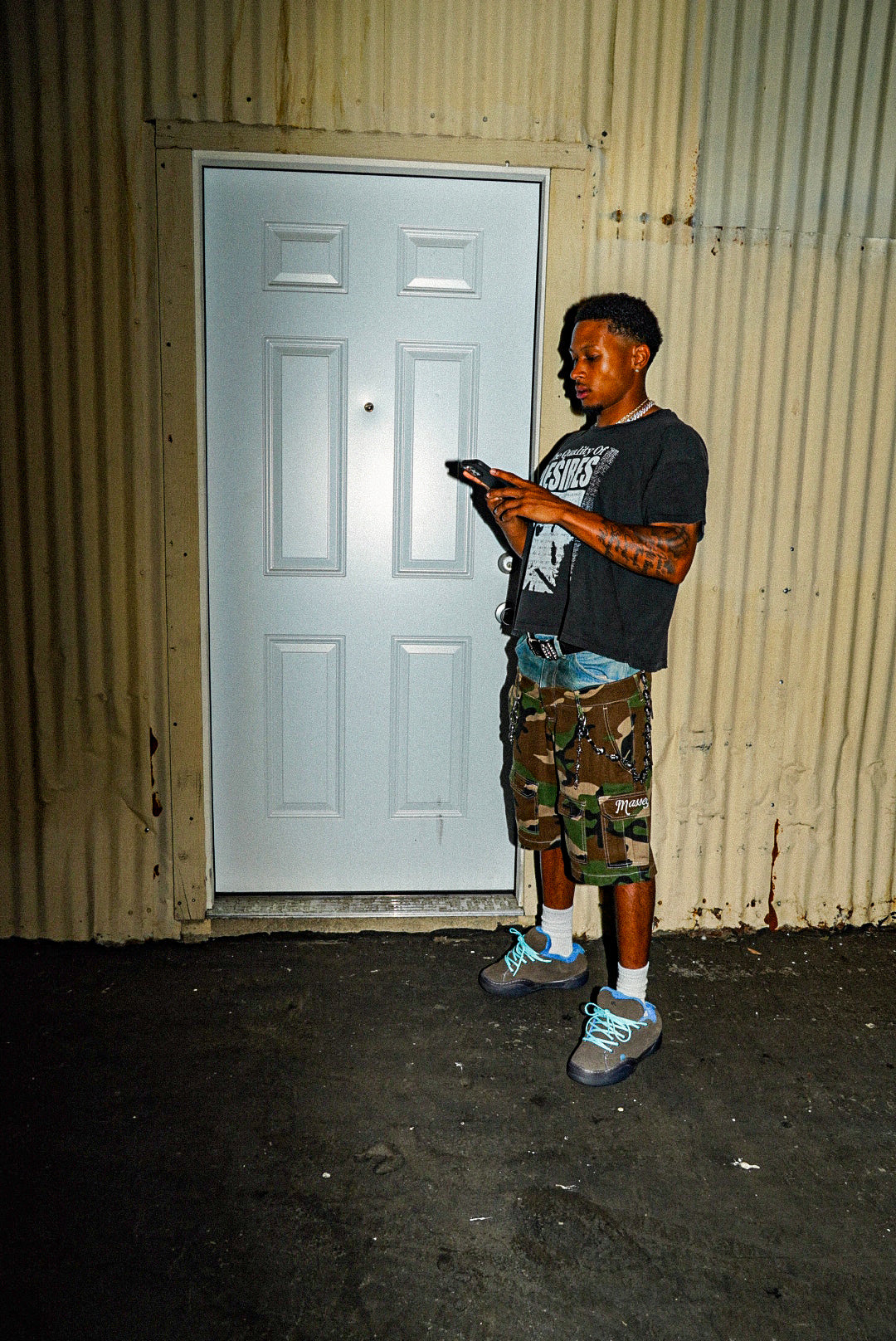 Denim on Camo Shorts