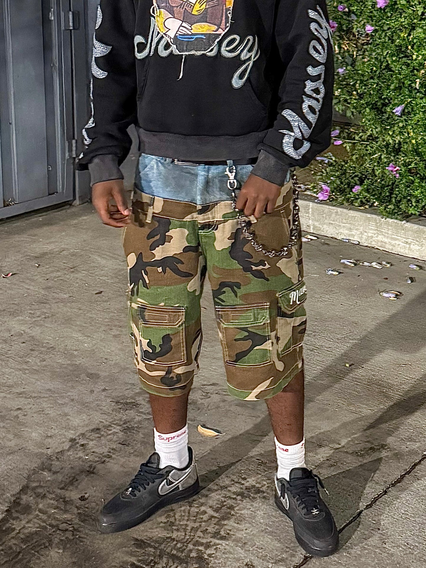 Denim on Camo Shorts
