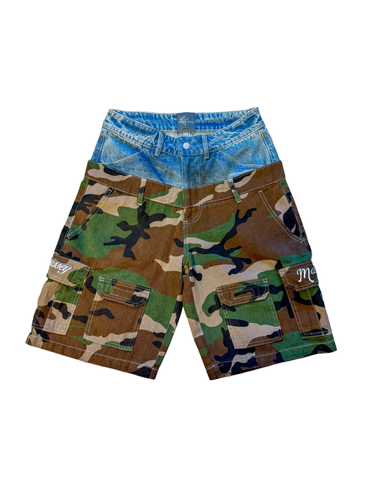 Denim on Camo Shorts