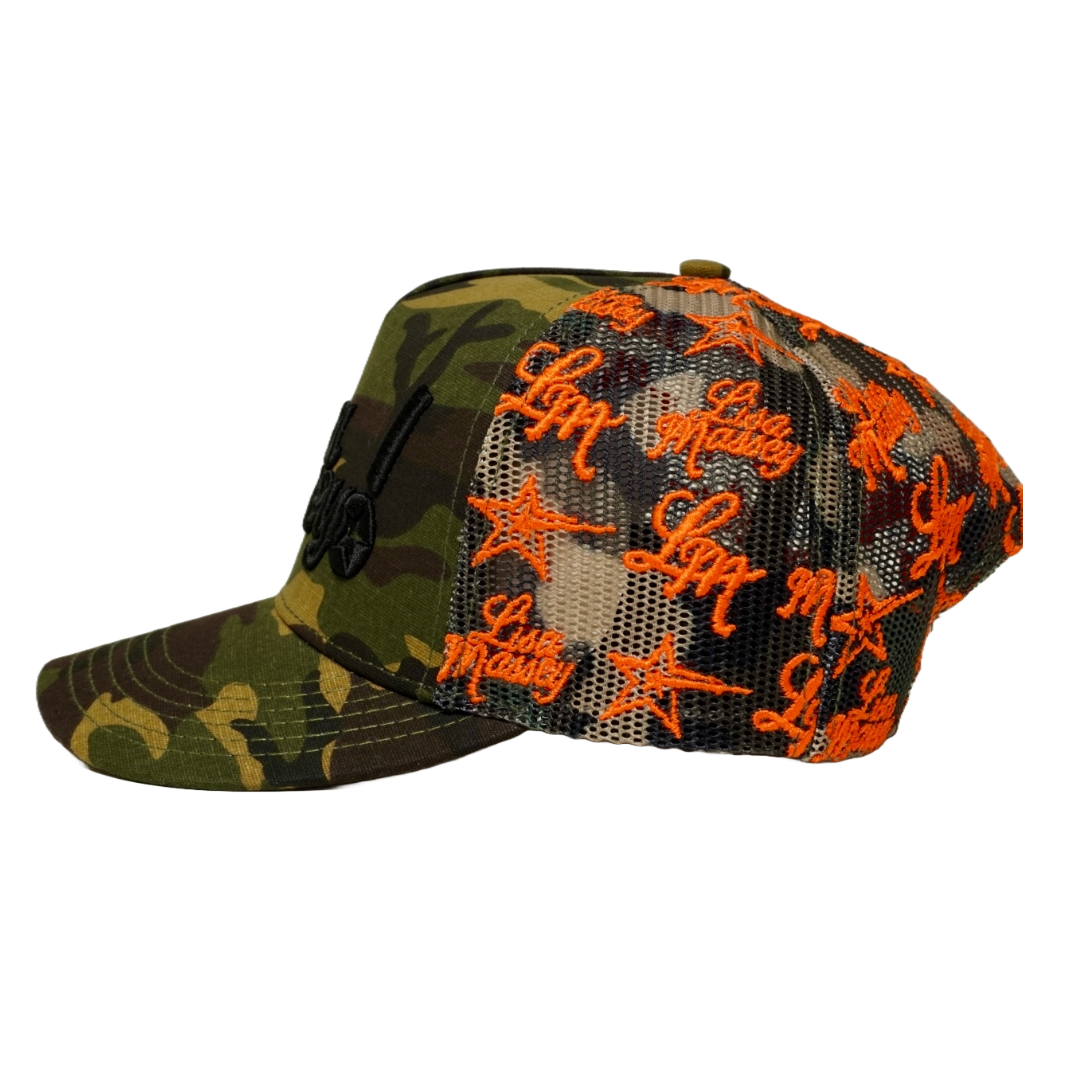 Orange on Camo Trucker Hat