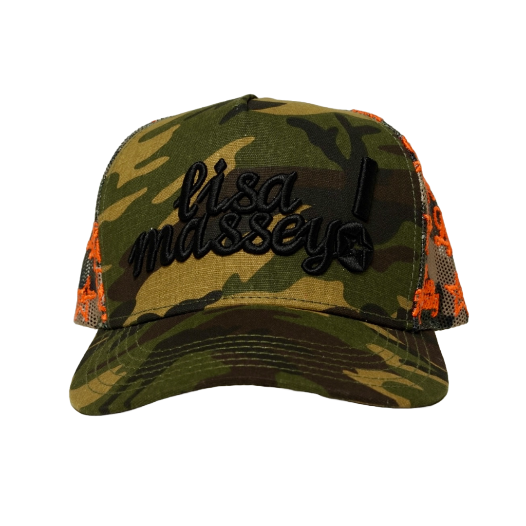 Orange on Camo Trucker Hat